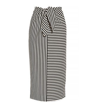 Tibi + Ren Striped Cotton-Blend Jersey Skirt, Black/Cream