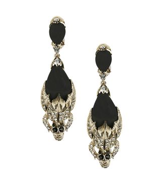 Givenchy + Crystal Skull Clip-On Drop Earrings