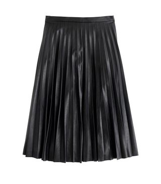 J. Crew + Faux Leather Pleated Midi Skirt