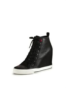 DKNY + DKNY Perforated Leather Sneaker Wedges