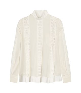 Sacai Luck + Crepe de Chine and Lace Top