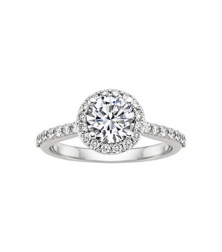 Brilliant Earth + 18K White Gold Halo Diamond Ring With .30 Carat Round Diamond