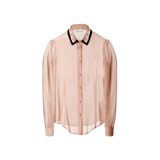 RedValentino + Scalloped Collar Silk Shirt