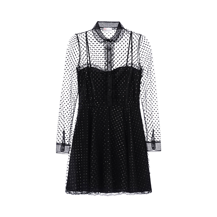RedValentino + Lurex Polka Dot Tulle Dress