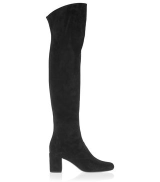 Saint Laurent + Stretch-Suede Over-the-Knee Boots