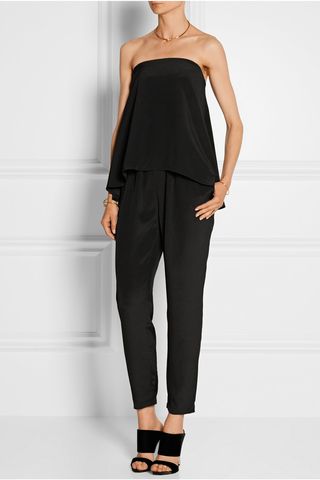 Tibi + Strapless Silk Crepe de Chine Jumpsuit