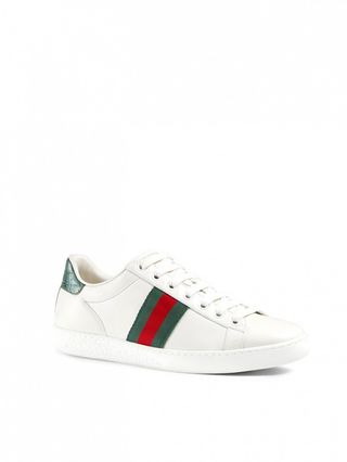 Gucci + New Ace Web Detail Leather Sneakers