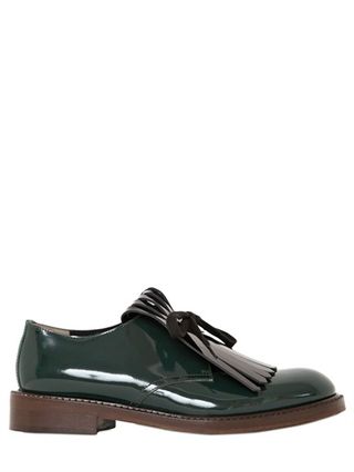 Marni + 30mm Fringed Patent Lace-Up Shoes