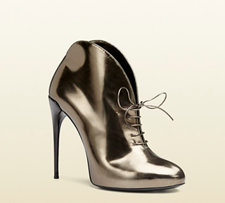Gucci + Metallic Leather Lace-Up Booties