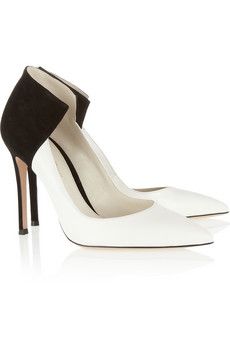 Gianvito Rossi + Two-Tone Leather and Suede Pumps