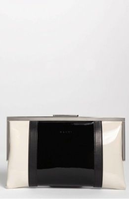 Marni + Marni Metal and Calf Leather Clutch