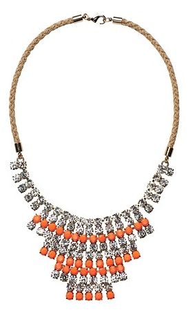 LOFT + Short and Coral Stone and Crystal Necklace