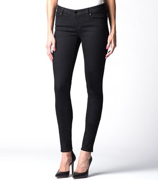 DSTLD + Low Rise Skinny Jeans in Black Powerstretch