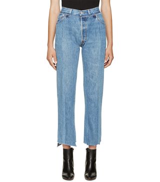 Vetements + Blue Faded Panelled Jeans