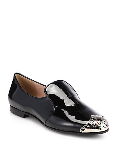 Miu Miu + Cap Toe Patent Leather Smoking Sneakers