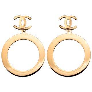 Chanel + Vintage Dangling Hoop Earrings