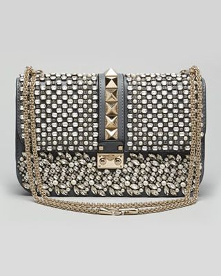 Valentino + Glam Lock Medium Crystal Shoulder Bag