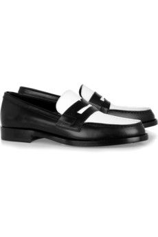 Saint Laurent + Two-Tone Leather Penny Loafers