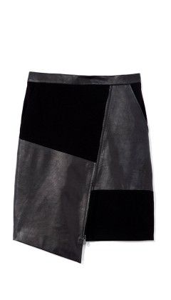 Tibi + Patchwork Leather Skirt