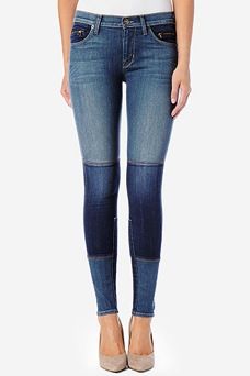 Hudson + Newton Patchwork Super Skinny Jeans