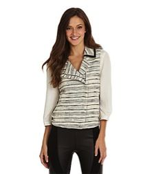 BCBGENERATION + BCBGENERATION Trimmed Stripe Moto Vest