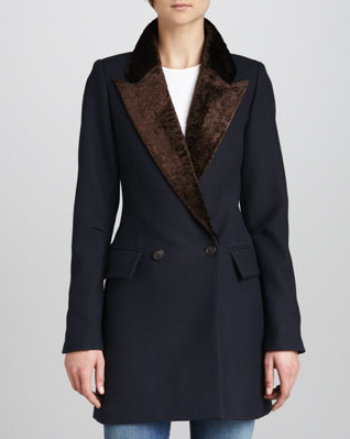 Smythe + Faux-Fur-Collar Felt Coat