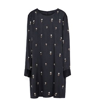 Zara + Zara Embroidered Satin Dress