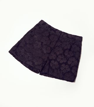 Topshop + Black Fluffy Flower Shorts