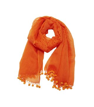 L-atitude + Orange Pom Pom Shawl