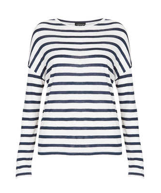 Topshop + Linen Stripe Long Sleeve T Shirt