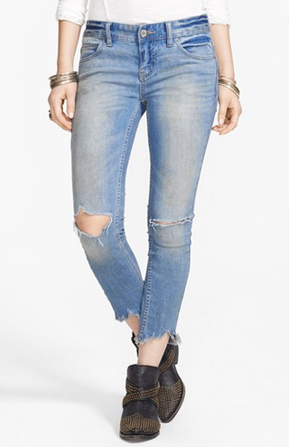 Free People + Destroyed Skinny Ankle Jeans