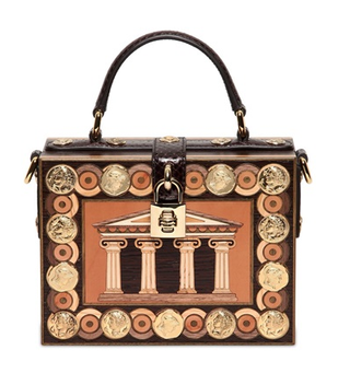 Dolce 
Gabbana + Inlaid Wood Top Handle Bag