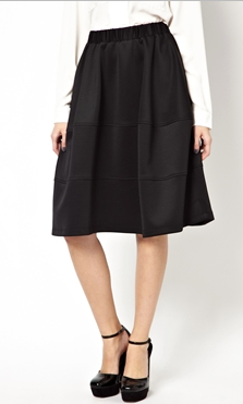 ASOS + Full Midi Skirt in Scuba with Tiered Seam Detail