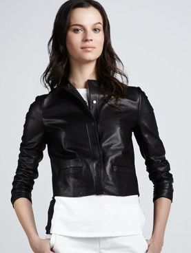 Vince + Snap Front Leather Jacket