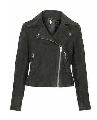 Topshop + Suede Boxy Biker Jacket