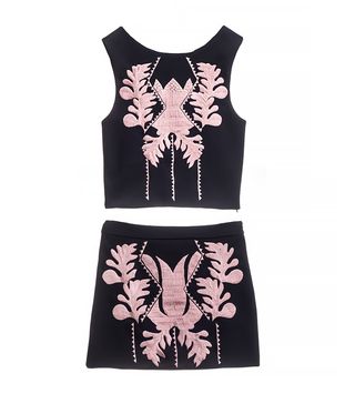 Cynthia Rowley + Embroidered Bonded Shell and Mini