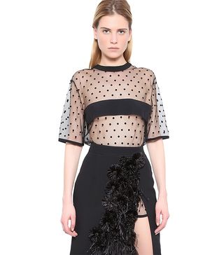 Emanuel Ungaro + Polka Dot Tulle And Cady Top