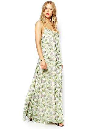 ASOS + Maxi Dress in Palm and Floral Print