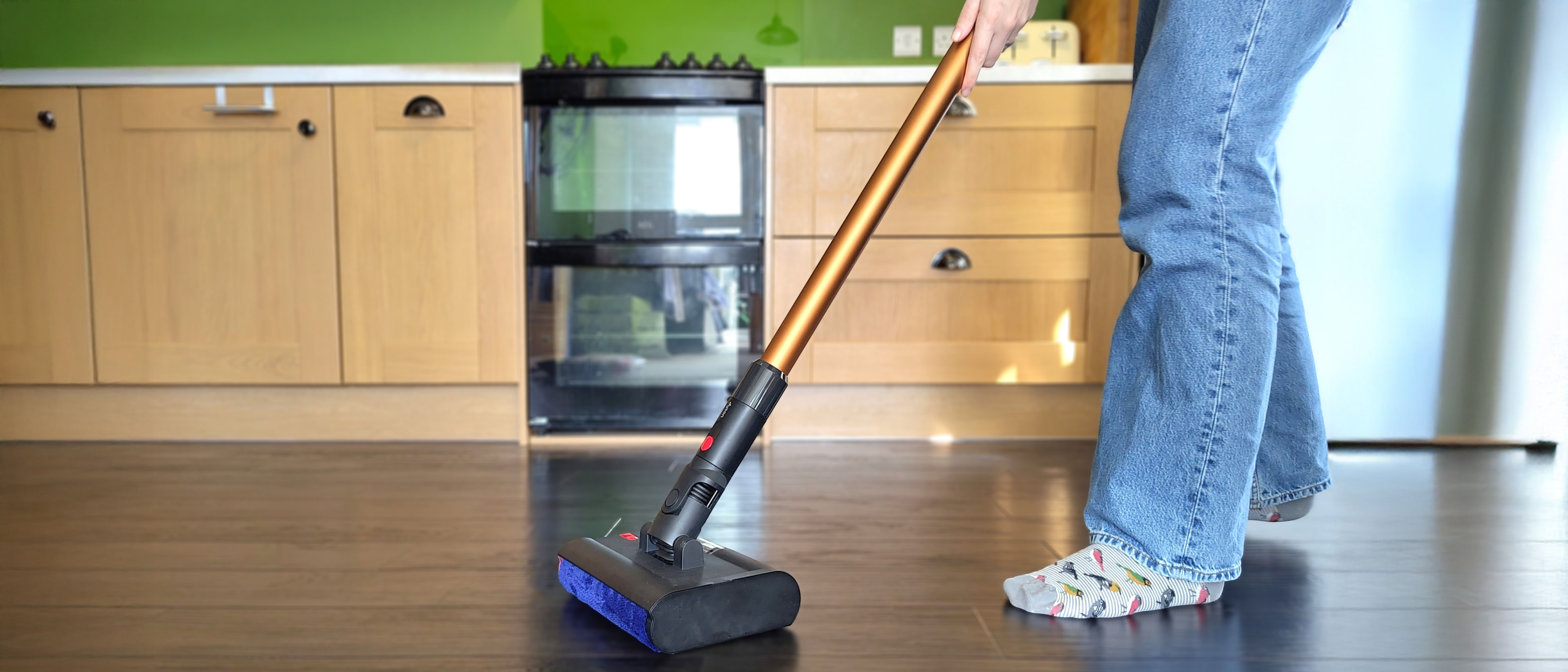 Dyson PencilWash being used to mop a kitchen floor