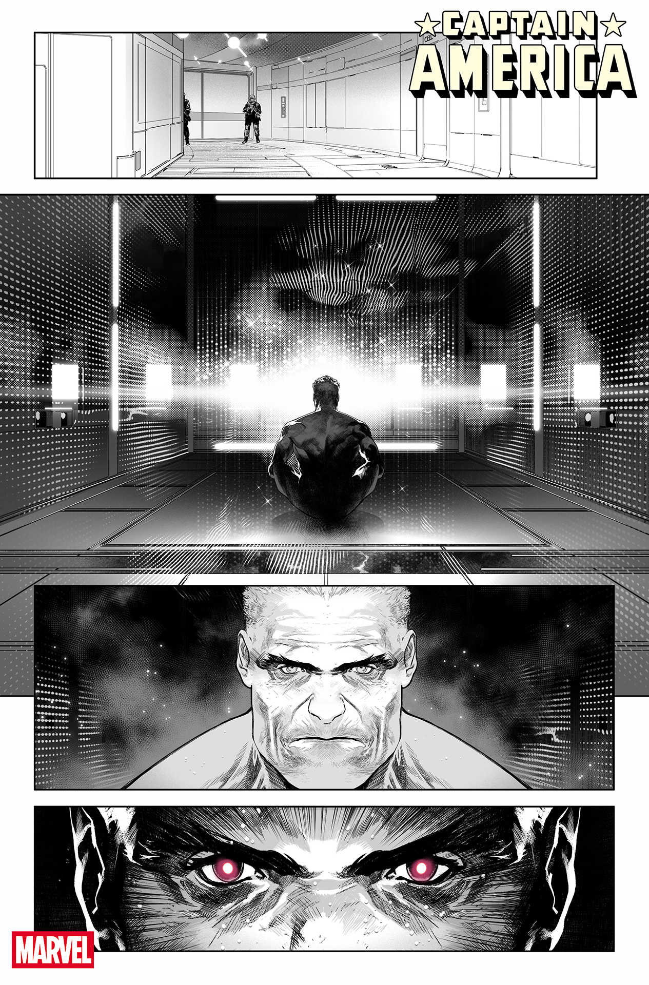 Thunderbolt Ross in captivity, attempting to turn into the Red Hulk