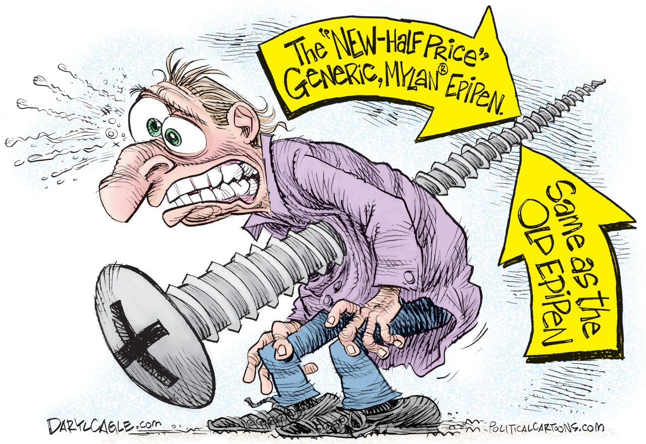 Editorial cartoon U.S. EpiPen big pharma