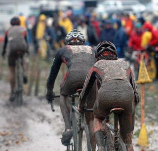 Portland race conditions in 2007. Adam McGrath looks like he is competing at Paris-Roubaix.