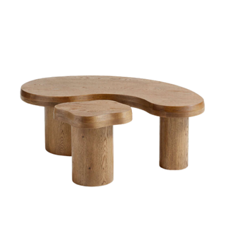 nesting coffee tables in brown oak