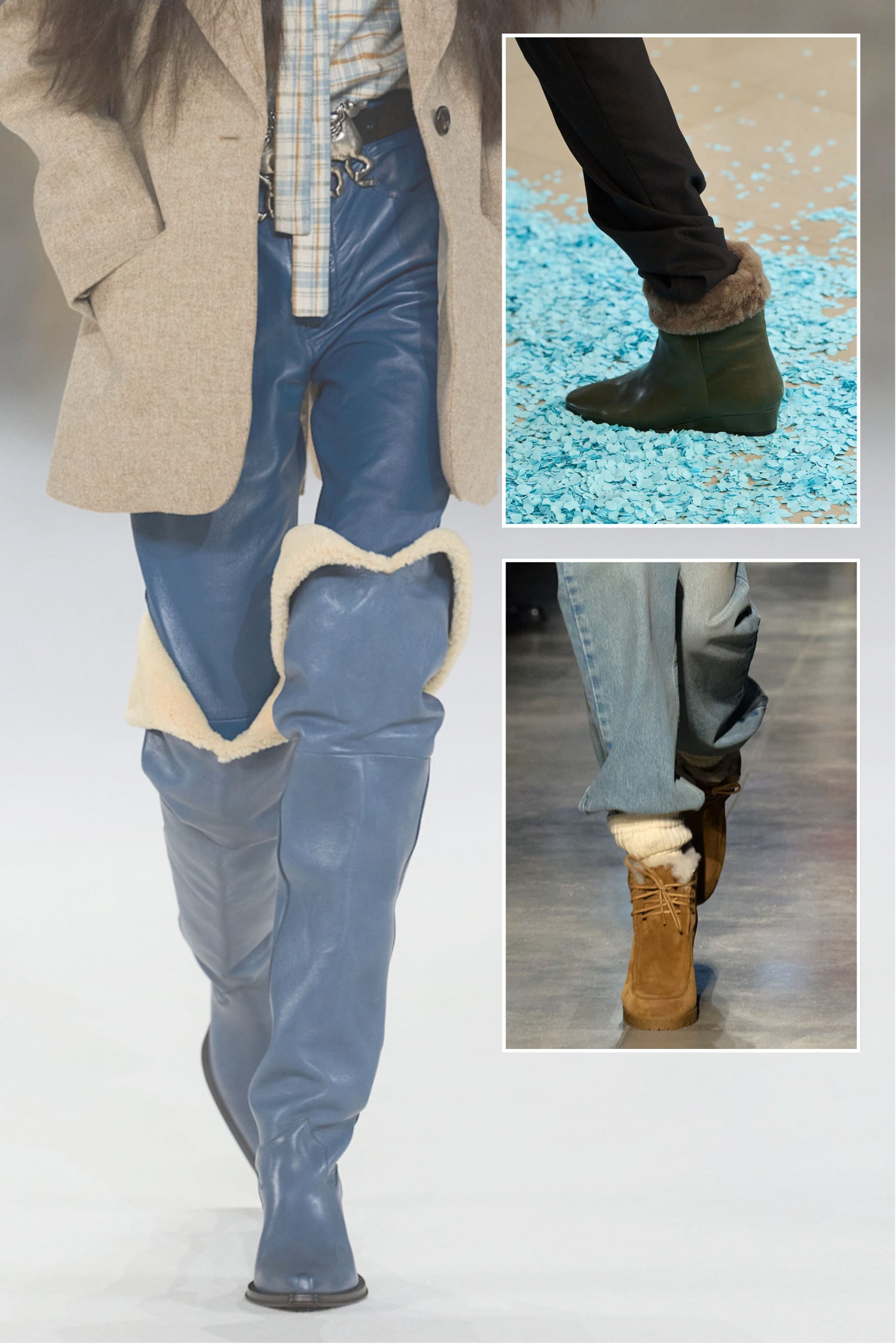 A selection of shearling-lined boots, as seen on the autumn/winter 2026 runways in New York, London, Milan and Paris