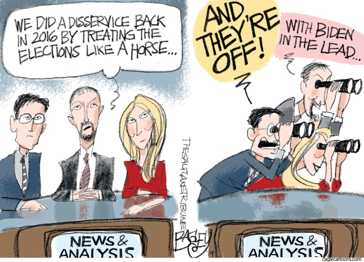 Political Cartoon U.S. Chuck Todd Nicolle Wallace Biden media 2020 ...