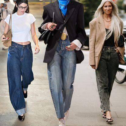 women wearing barrel jeans at Paris Fashion Week, Kendall Jenner, Celine Spring 2026
