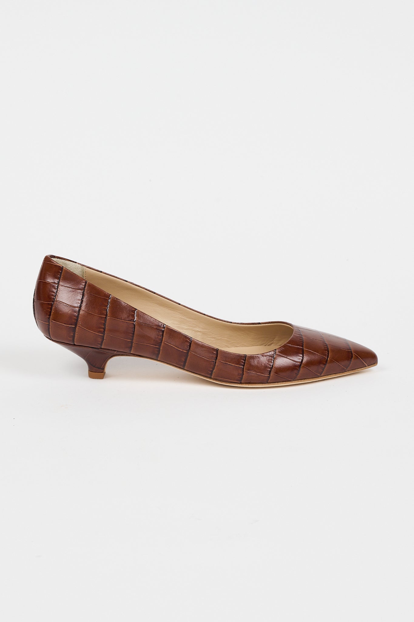 The Kitty Point Heel in Brown Croc - Brown Croc / 35