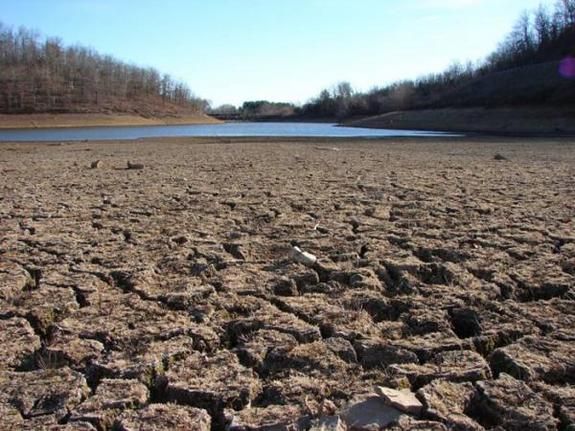 a dry lake bed.