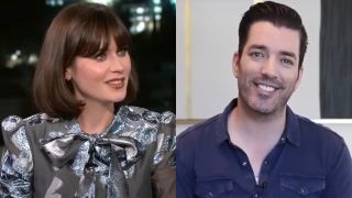 Zooey Deschanel on Jimmy Kimmel Live and Jonathan Scott on Property Brothers.