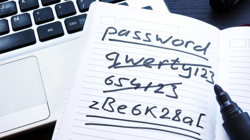 Passwords written down in a notebook